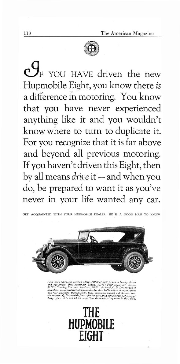 1925 Hupmobile Auto Advertising